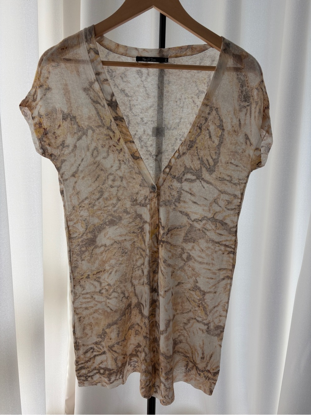 NIC+ZOE Sheer Floral Lightweight Cardigan Top Petite Small PS